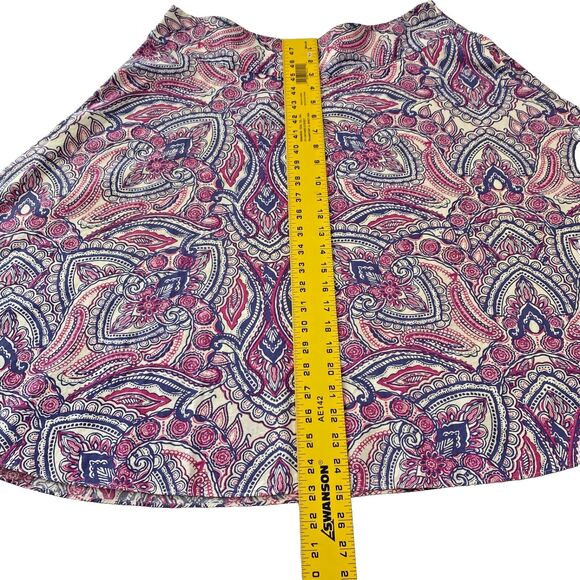 Talbots Midi Skirt Womens 12 Pink Paisley 100% Cotton Flowy Boho Career - Picture 8 of 9
